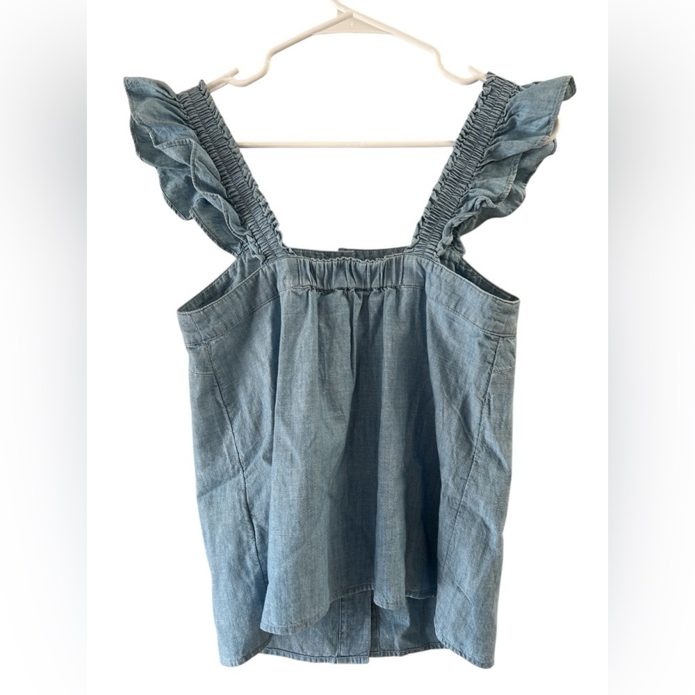 J crew denim ruffled tank top - Picture 6 of 7